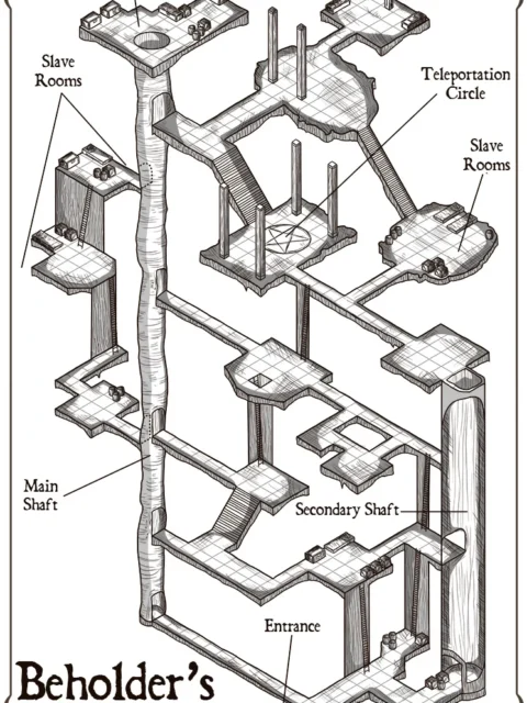 Alternative view of Beholder Lair Fantasy Art Print from Elven Tower Cartography