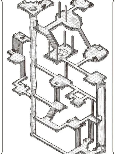 Alternative view of Beholder Lair No Labels Canvas Art Print from Elven Tower Cartography