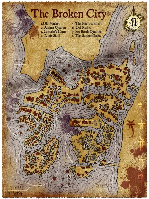 Alternative view of Broken City Fantasy Canvas Artwork from Elven Tower Cartography