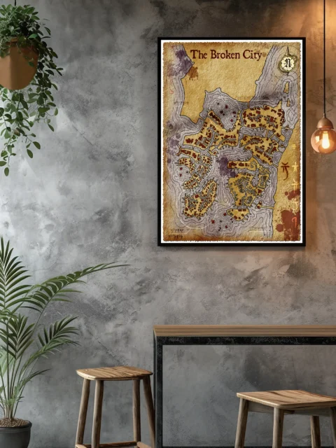 Broken City No Labels Fantasy Canvas Print from Elven Tower Cartography