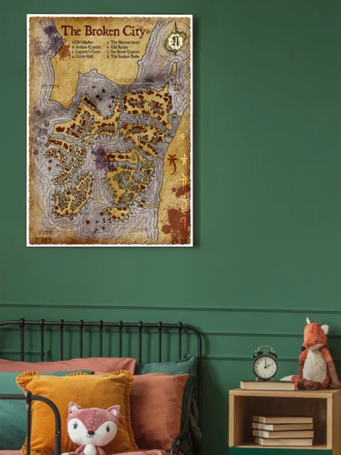 Broken City Fantasy Canvas Artwork from Elven Tower Cartography