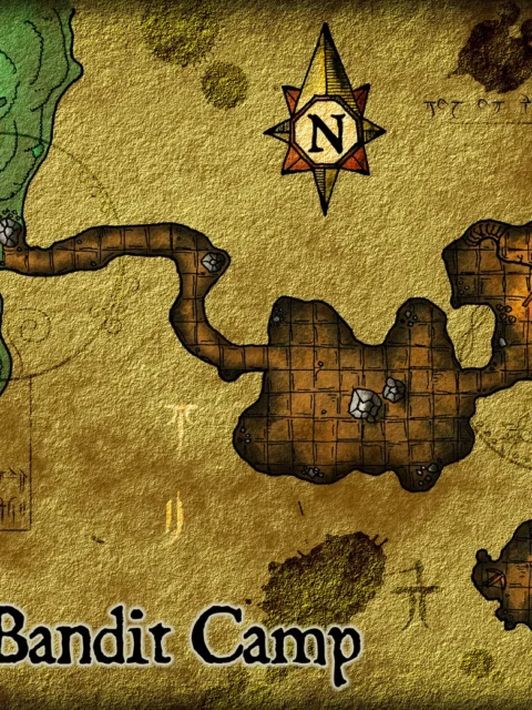 Alternative view of Cave Bandit Camp No Labels Fantasy Wall Art from Elven Tower Cartography