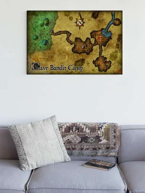 Cave Bandit Camp No Labels Fantasy Wall Art from Elven Tower Cartography