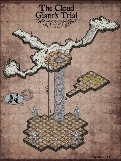 Cloud Giant S Trial Canvas Wall Art from Elven Tower Cartography