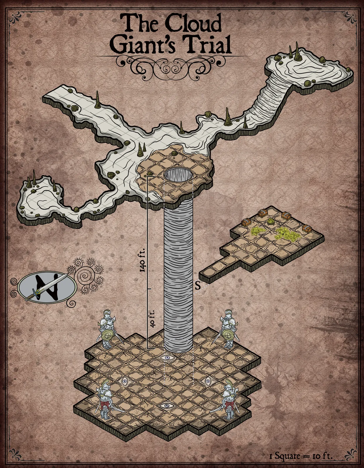 Cloud Giant S Trial Canvas Wall Art from Elven Tower Cartography