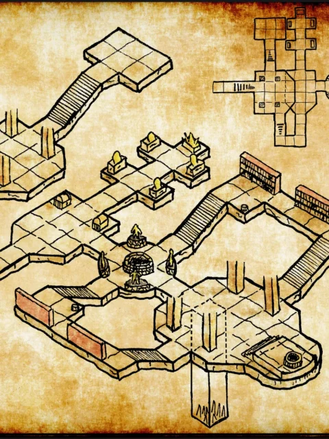 Alternative view of Cult Temple Fantasy Canvas Print from Elven Tower Cartography