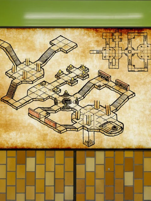 Cult Temple Fantasy Canvas Print from Elven Tower Cartography