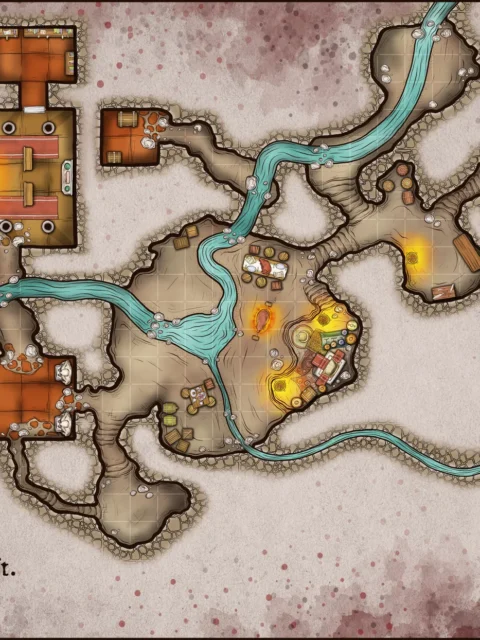 Alternative view of Cultist Hideout Fantasy Canvas Artwork from Elven Tower Cartography