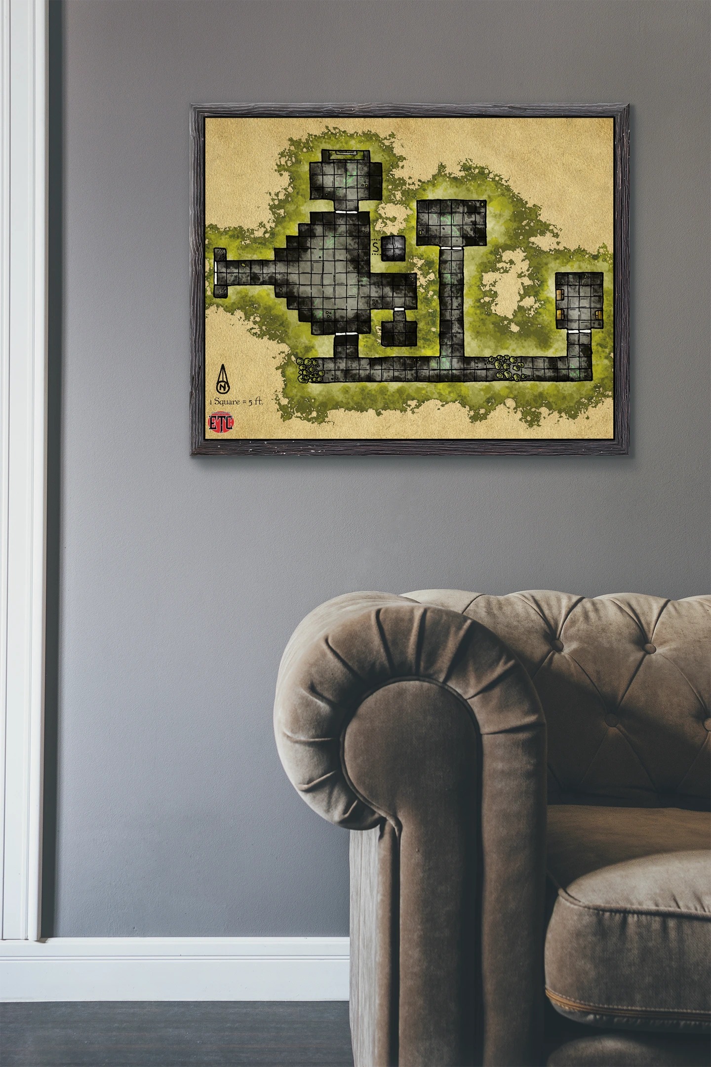 Cursed Crypt Fantasy Wall Art from Elven Tower Cartography