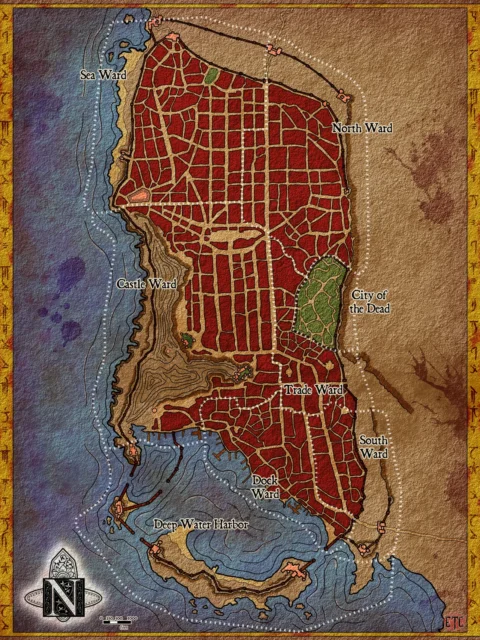 Alternative view of Deep Water Harbor Canvas Wall Art from Elven Tower Cartography