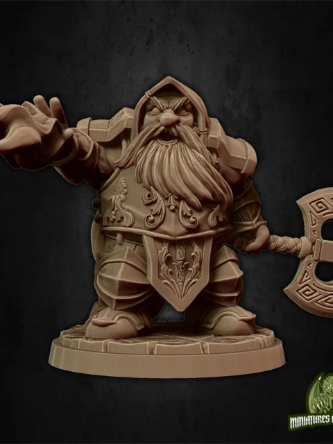 Alternative view of Dorfas The Eldritch Knight — Clan Oakentap Dwarf Miniature
