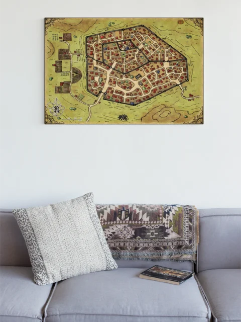 Double Walled City Gallery Canvas Print from Elven Tower Cartography
