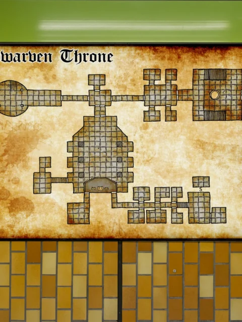 Dwarven Throne Room Fantasy Wall Art from Elven Tower Cartography