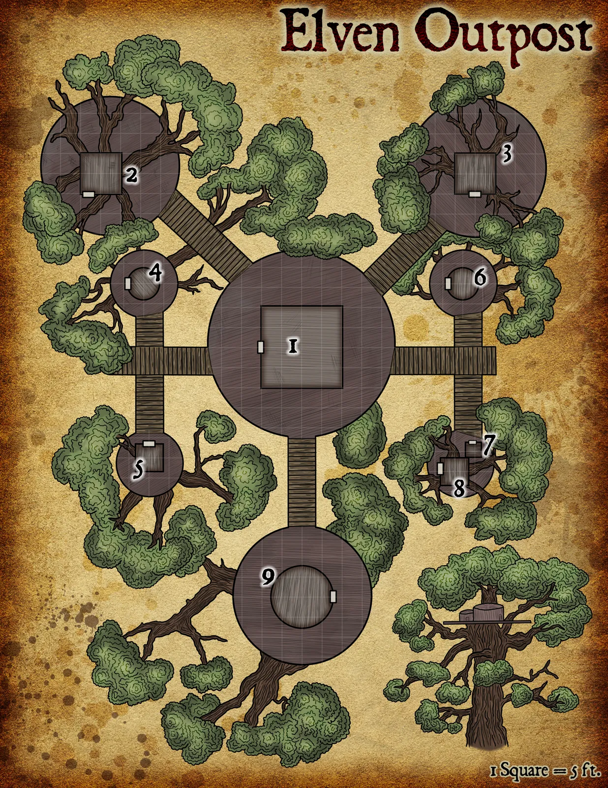 Elven Outpost Fantasy Art Print from Elven Tower Cartography - Image 2