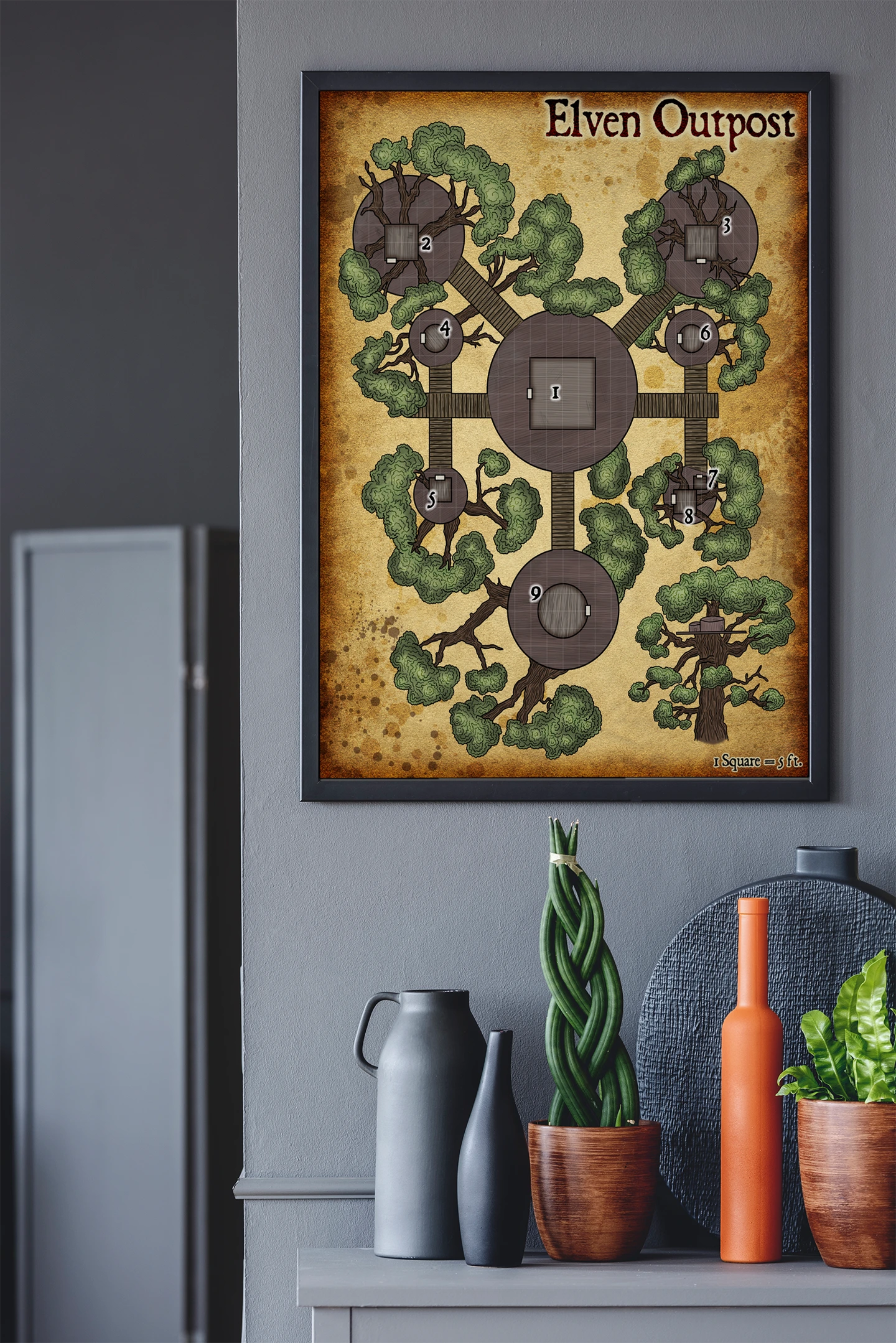 Elven Outpost Fantasy Art Print from Elven Tower Cartography - Image 3