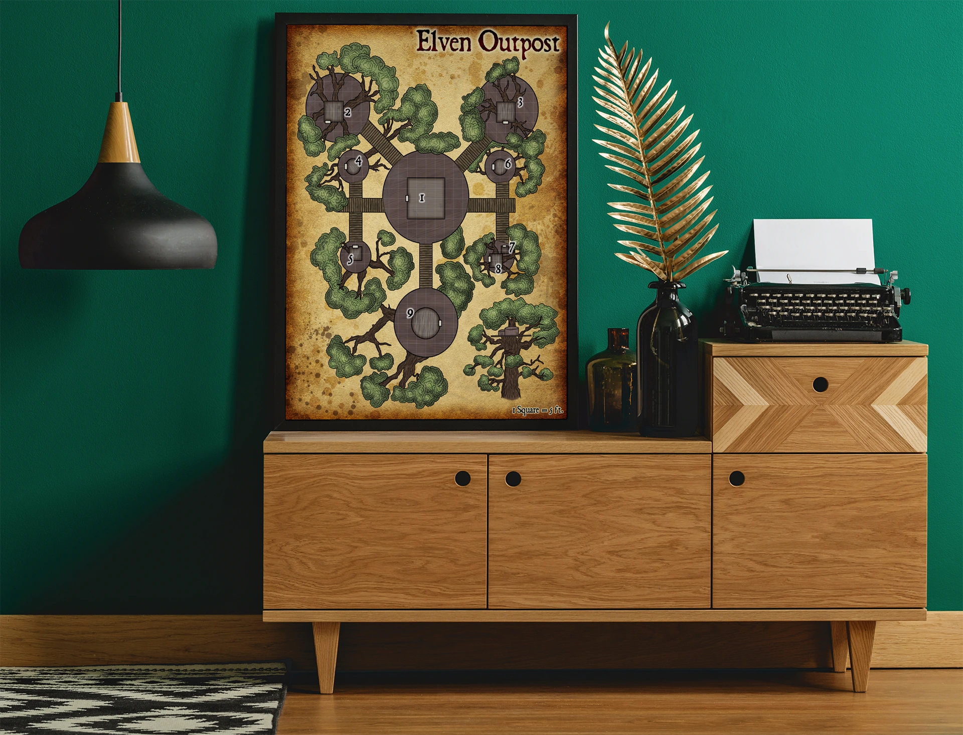 Elven Outpost Fantasy Art Print from Elven Tower Cartography - Image 4