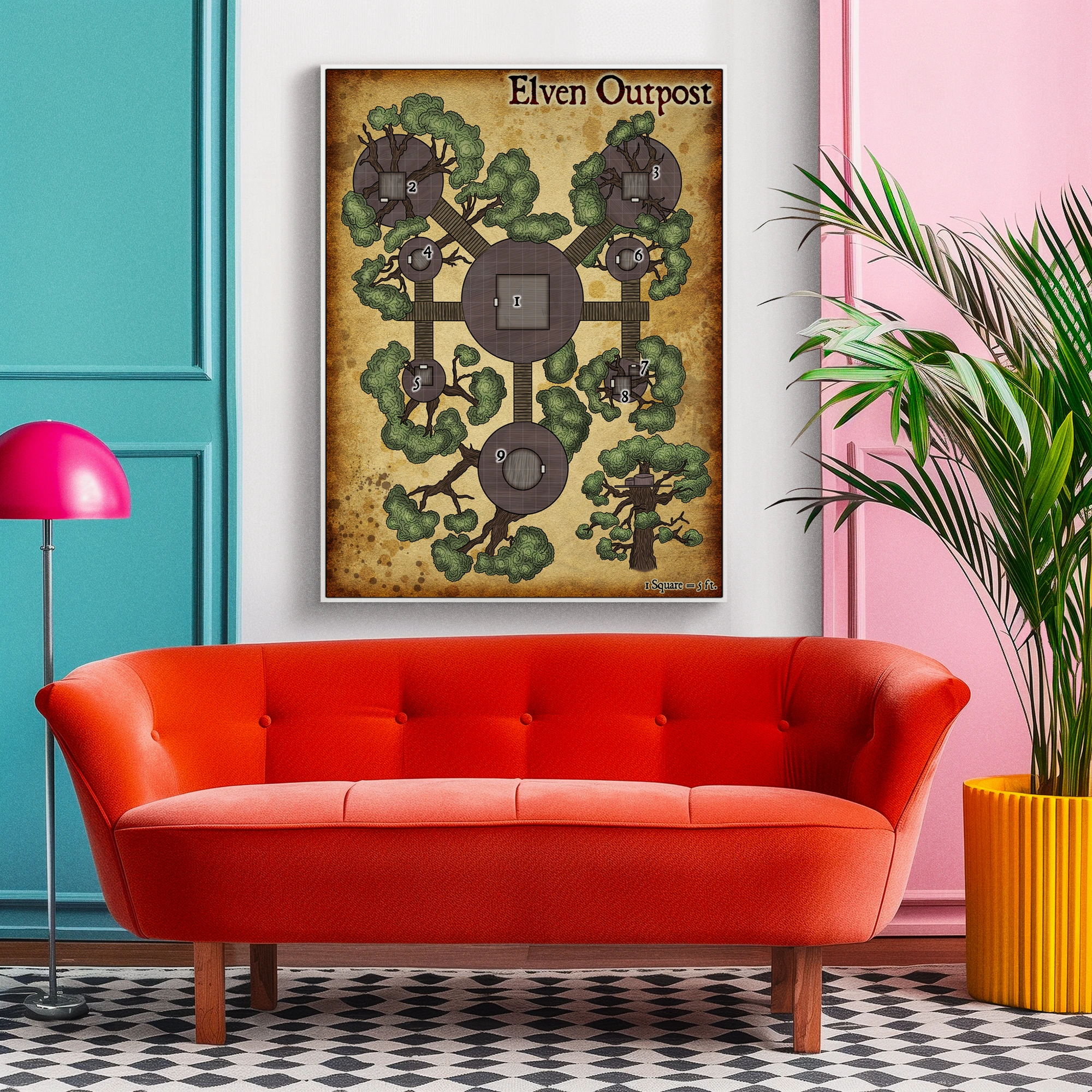 Elven Outpost Fantasy Art Print from Elven Tower Cartography