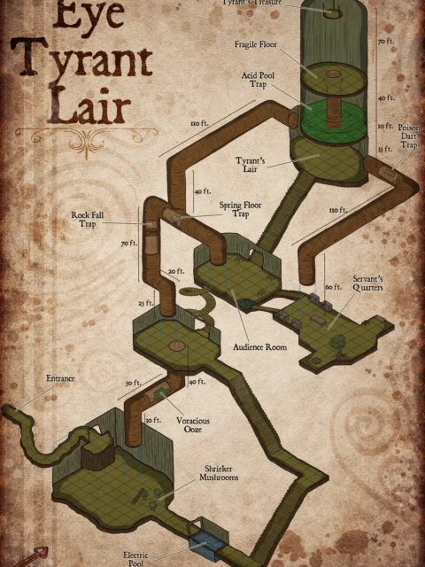 Alternative view of Eye Tyrant Lair Fantasy Canvas Print from Elven Tower Cartography