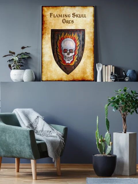 Flaming Skull Orcs Canvas Art Print from Anna Meyer