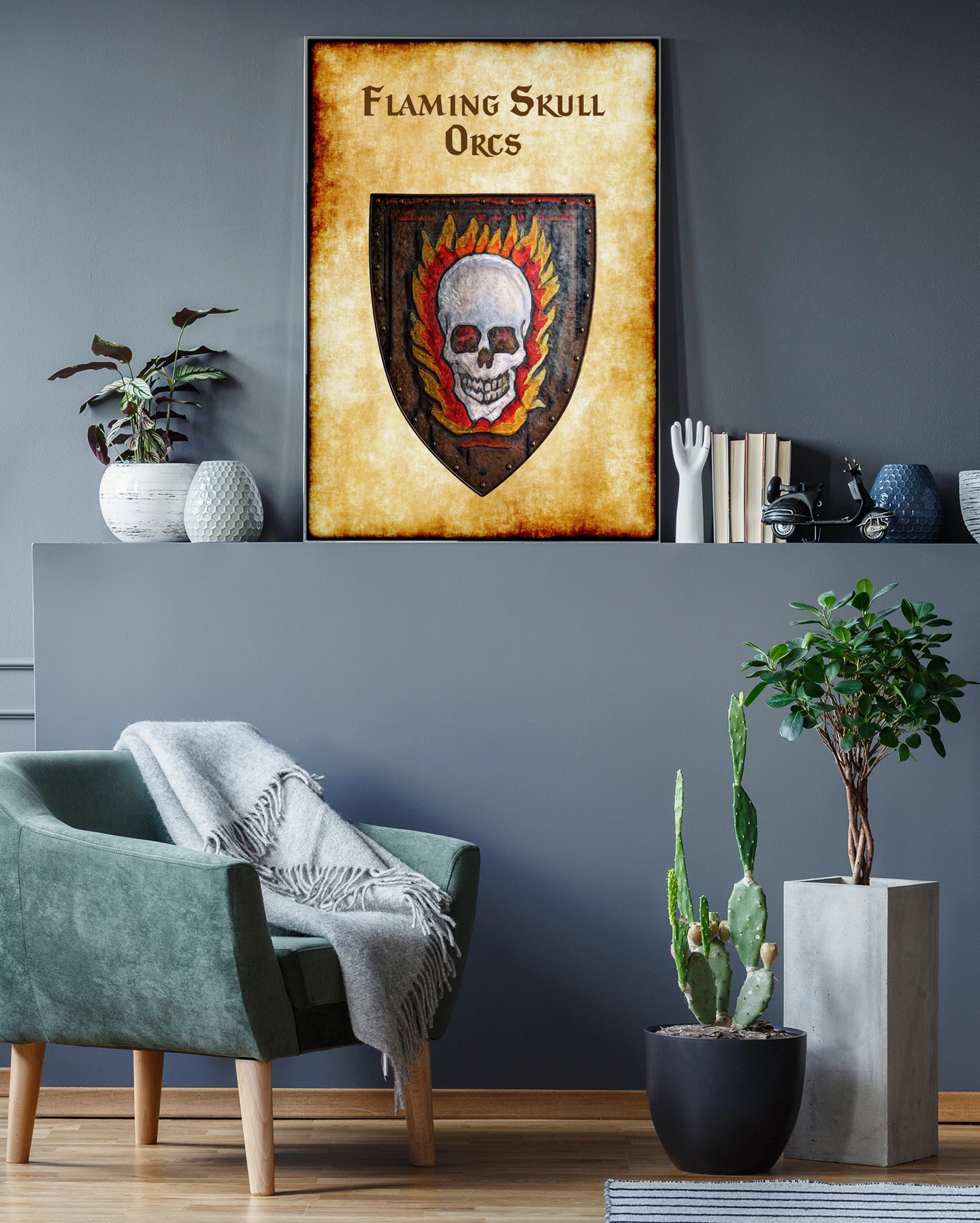 Flaming Skull Orcs Fantasy Canvas Artwork from Anna Meyer