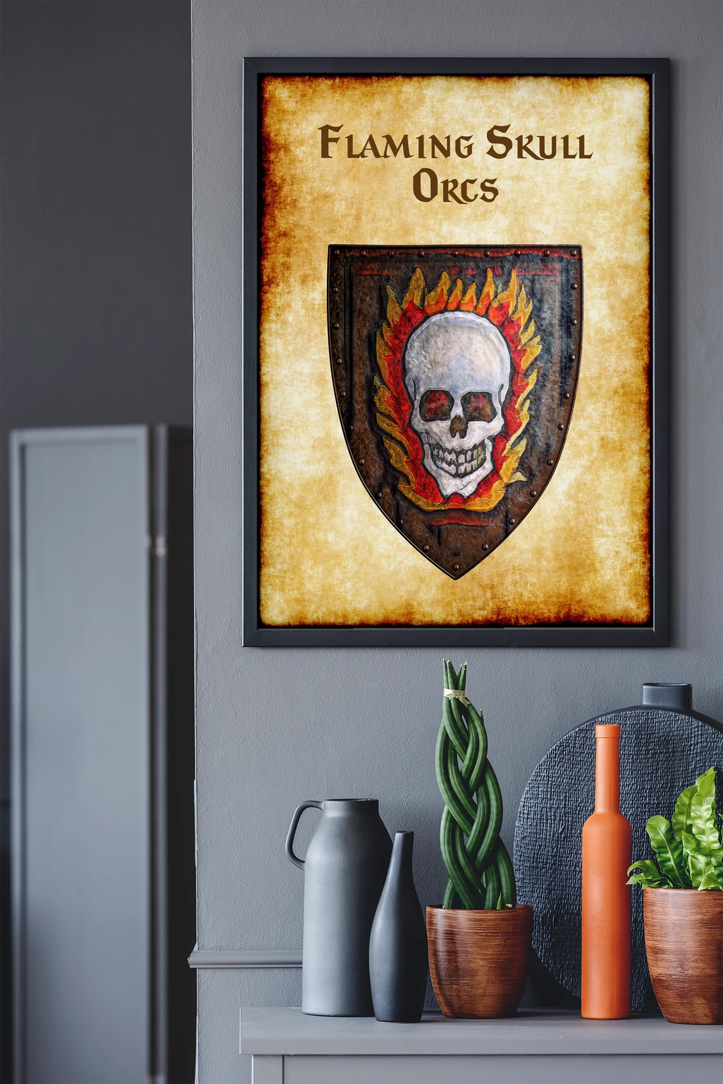 Flaming Skull Orcs Fantasy Canvas Artwork from Anna Meyer - Image 4