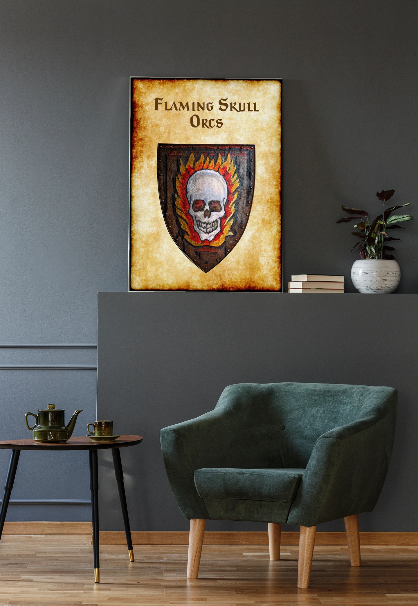 Flaming Skull Orcs Fantasy Canvas Artwork from Anna Meyer - Image 3