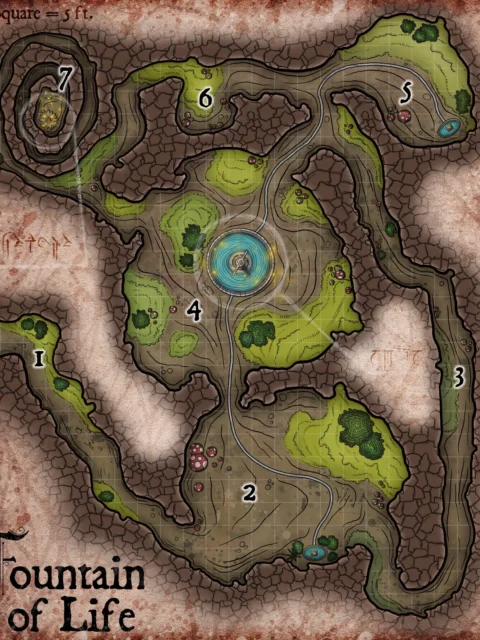 Alternative view of Fountain Of Life Canvas Print from Elven Tower Cartography