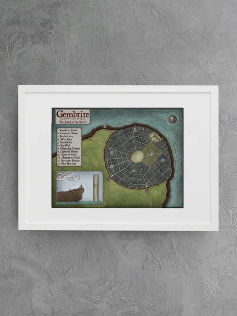 Gembrite Fantasy Wall Art from Elven Tower Cartography