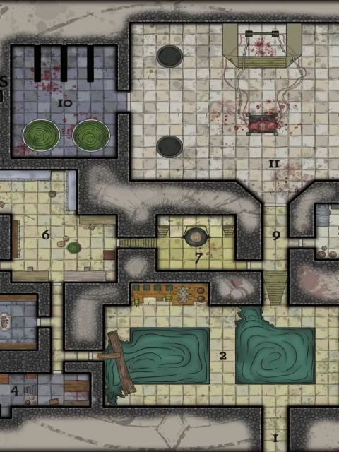 Alternative view of Golem Laboratory Fantasy Canvas Artwork from Elven Tower Cartography
