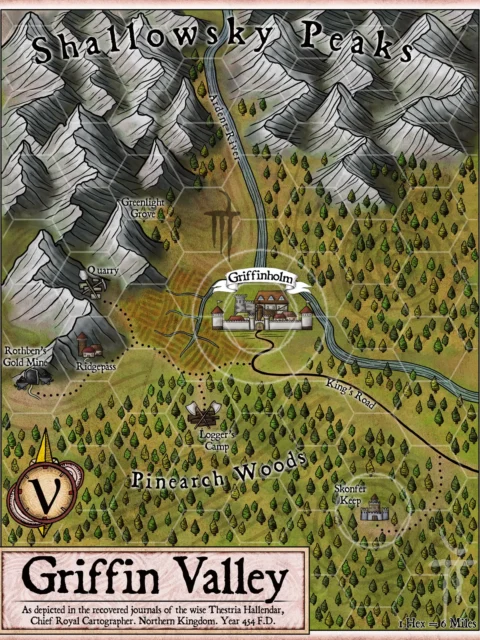 Alternative view of Griffin Valley Canvas Print from Elven Tower Cartography