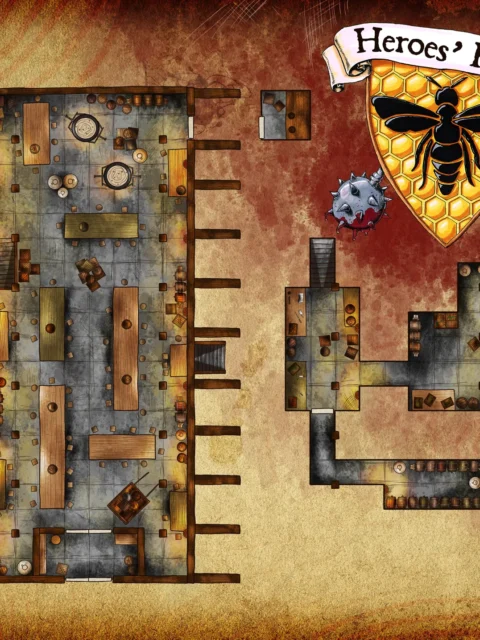 Heroes Hall Fantasy Wall Art from Elven Tower Cartography