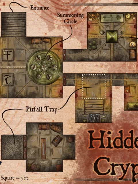 Alternative view of Hidden Crypt Fantasy Art Print from Elven Tower Cartography