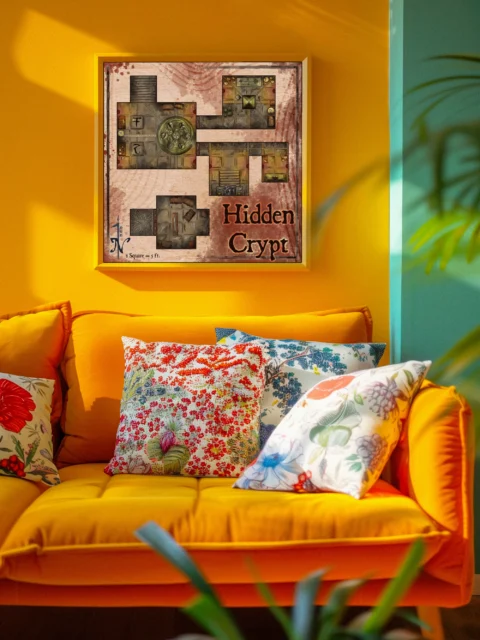 Hidden Crypt No Labels Canvas Art Print from Elven Tower Cartography
