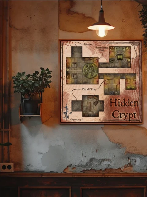 Hidden Crypt Fantasy Art Print from Elven Tower Cartography