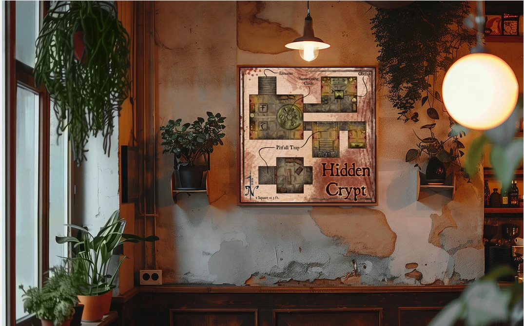 Hidden Crypt Fantasy Art Print from Elven Tower Cartography