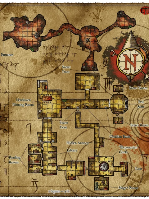 Alternative view of Hidden Lair Gallery Archival Print from Elven Tower Cartography