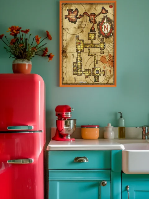 Hidden Lair No Labels Canvas Wall Art from Elven Tower Cartography