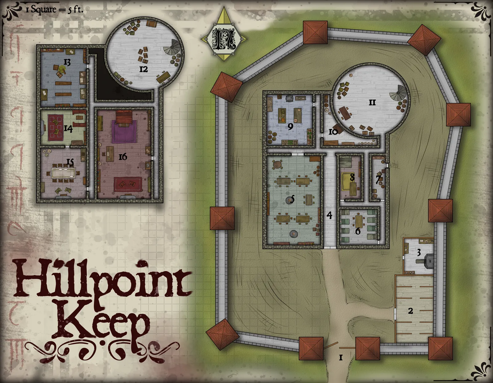 Hillpoint Keep Gallery Canvas Print from Elven Tower Cartography - Image 2