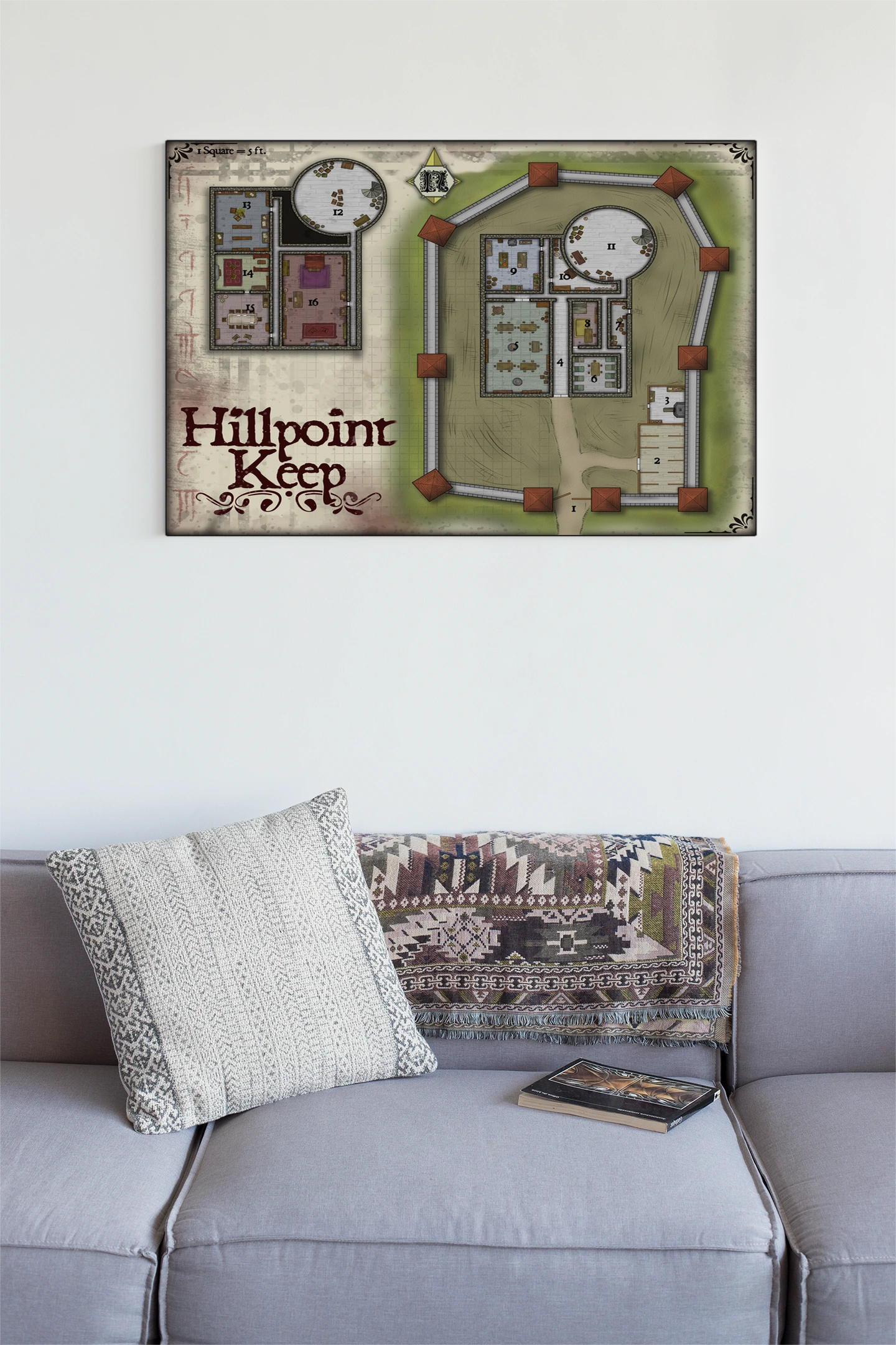 Hillpoint Keep Gallery Canvas Print from Elven Tower Cartography - Image 3