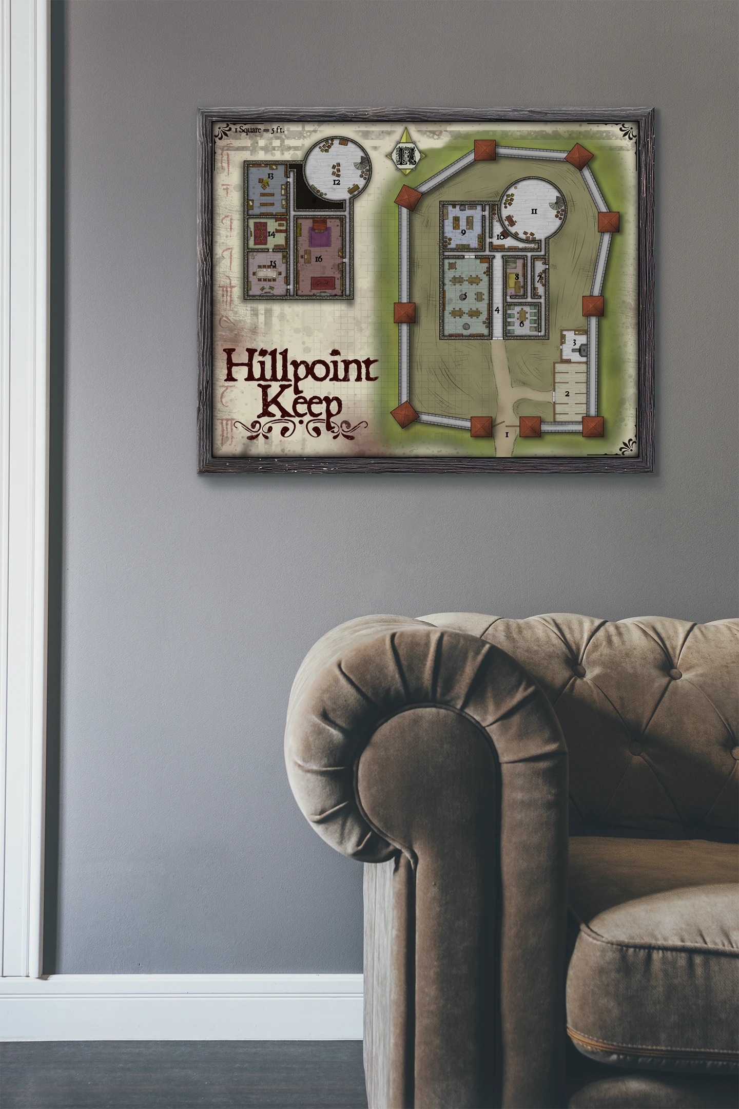 Hillpoint Keep Gallery Canvas Print from Elven Tower Cartography - Image 5