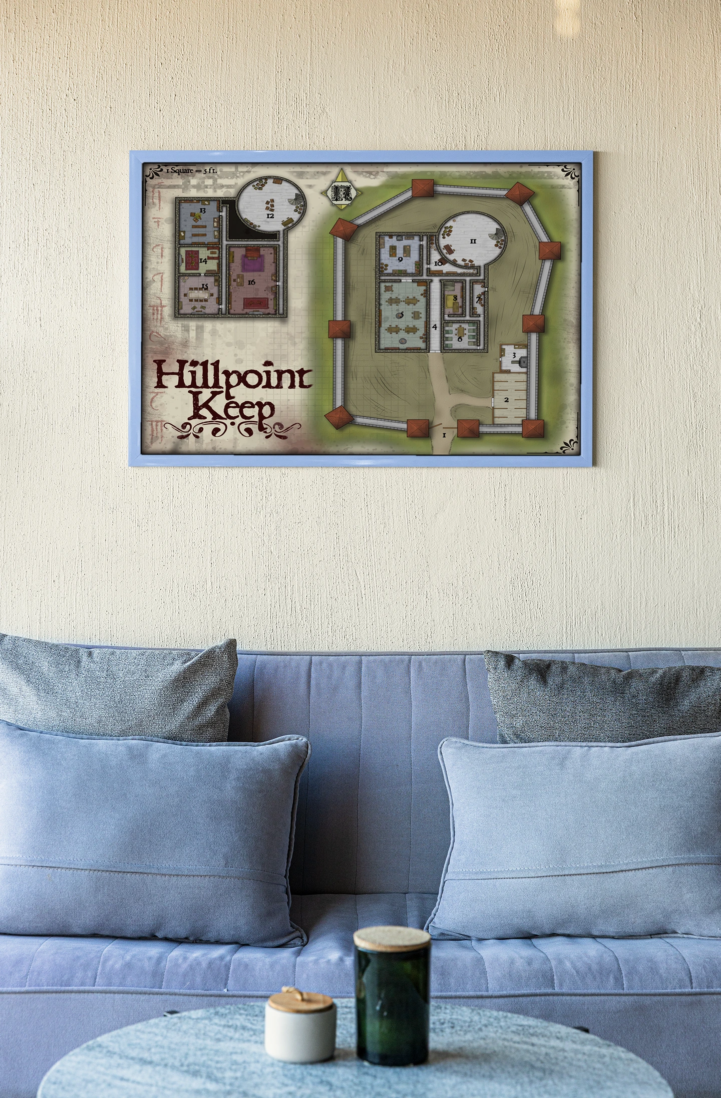 Hillpoint Keep Gallery Canvas Print from Elven Tower Cartography