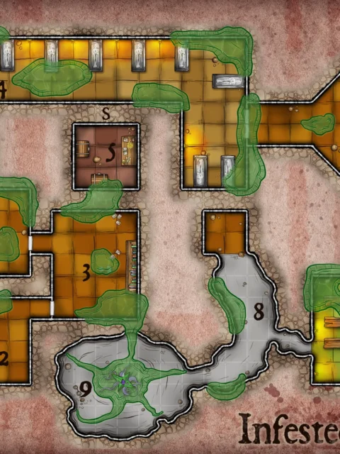 Alternative view of Infested Tomb Fantasy Canvas Artwork from Elven Tower Cartography