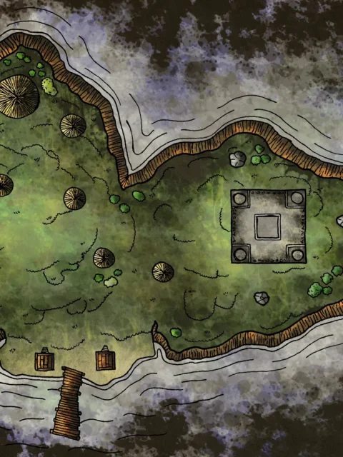 Alternative view of Island Camp Fine Art Canvas from Elven Tower Cartography