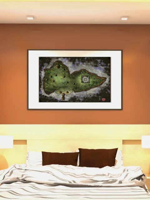 Island Camp Fine Art Canvas from Elven Tower Cartography