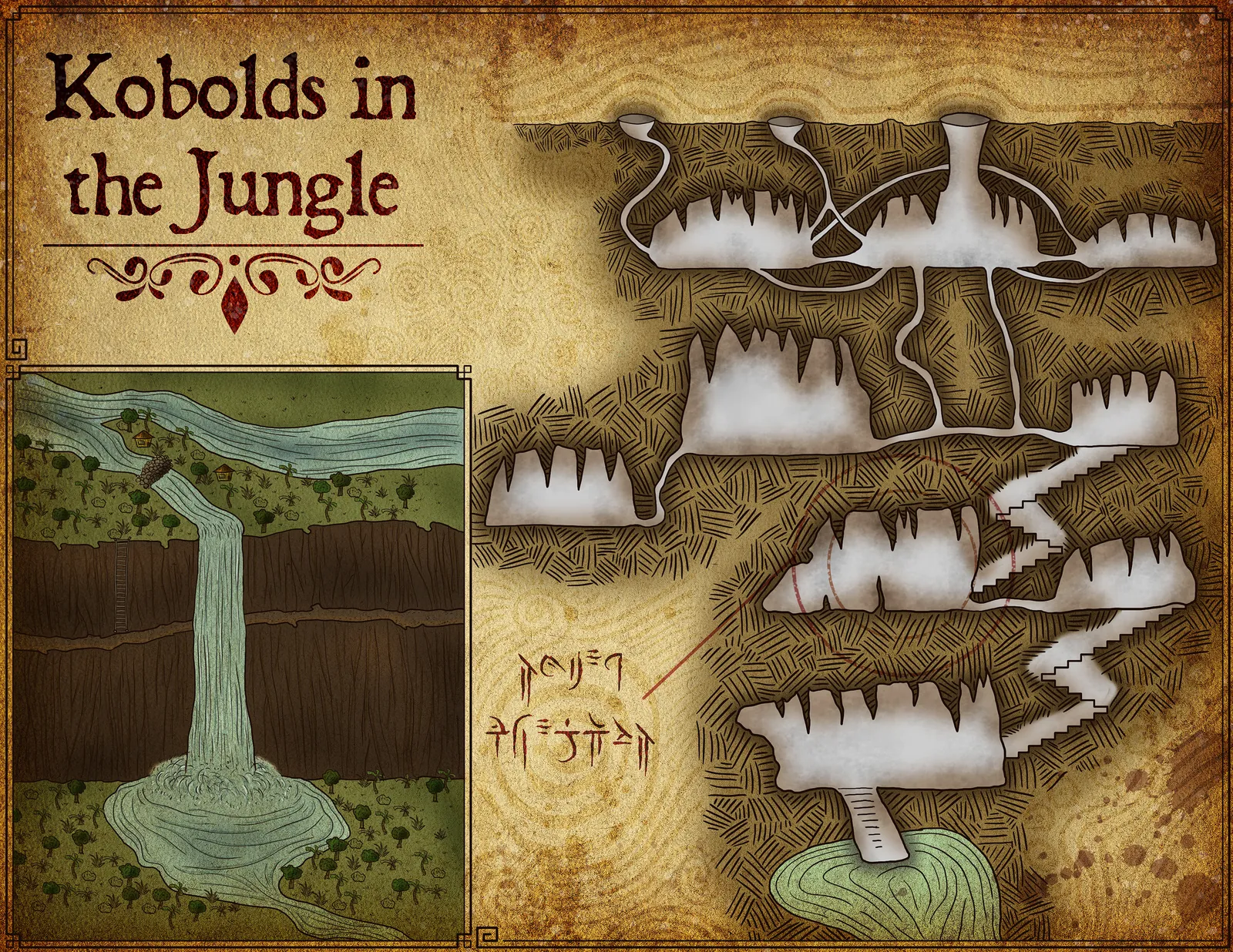 Kobolds In The Jungle No Labels Canvas Art Print from Elven Tower Cartography - Image 2