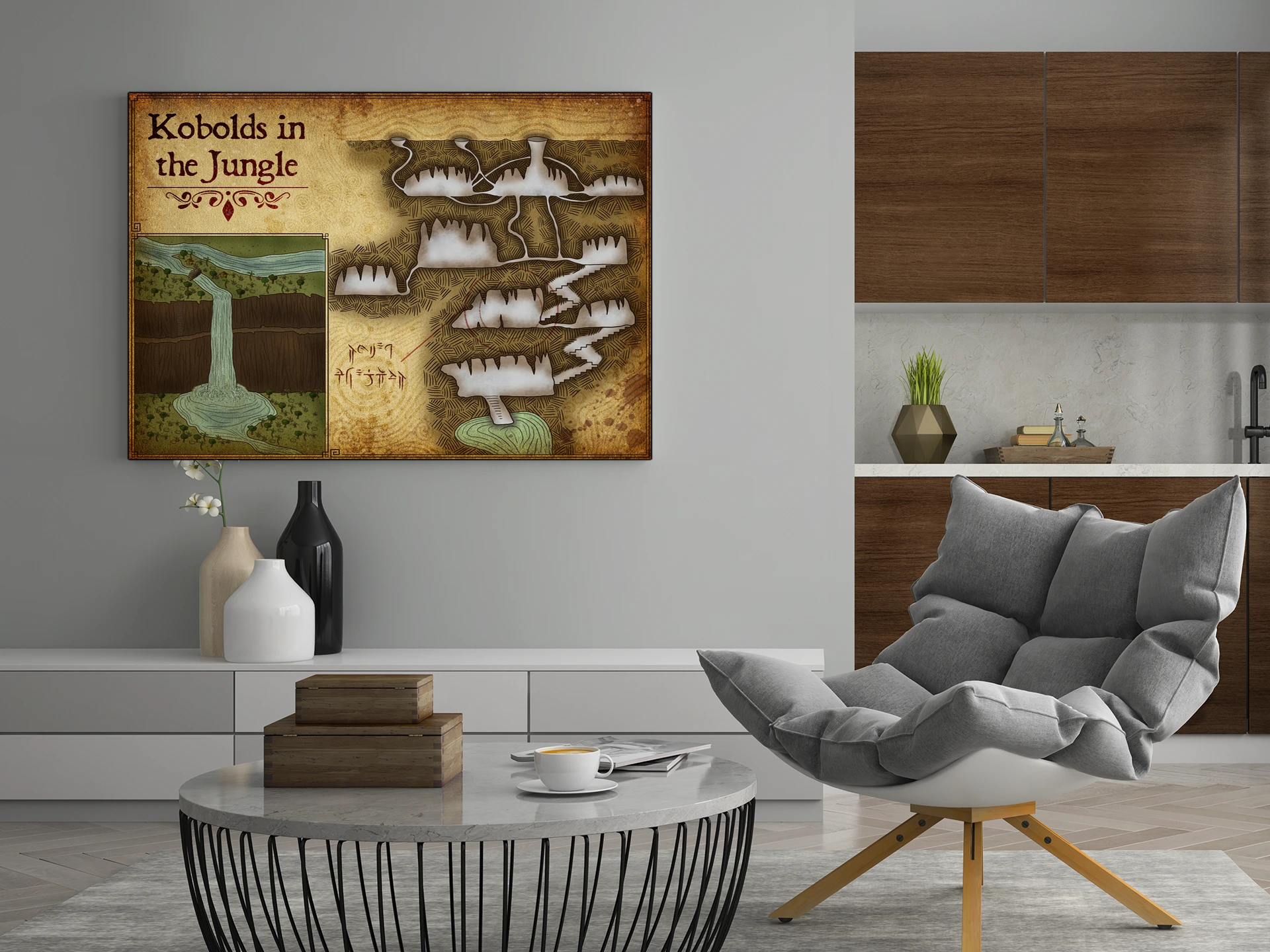 Kobolds In The Jungle No Labels Canvas Art Print from Elven Tower Cartography