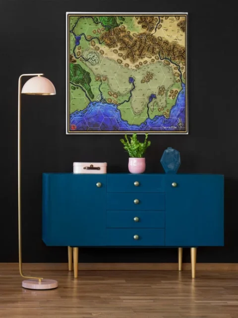 Lake Countryside Canvas Wall Art from Elven Tower Cartography