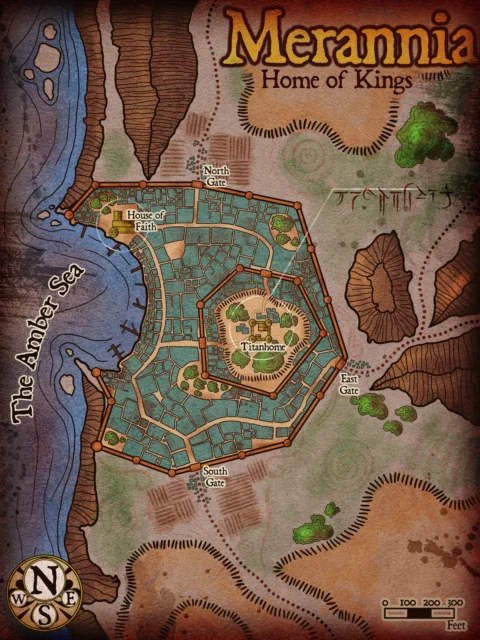 Alternative view of Merannia Fine Art Canvas from Elven Tower Cartography