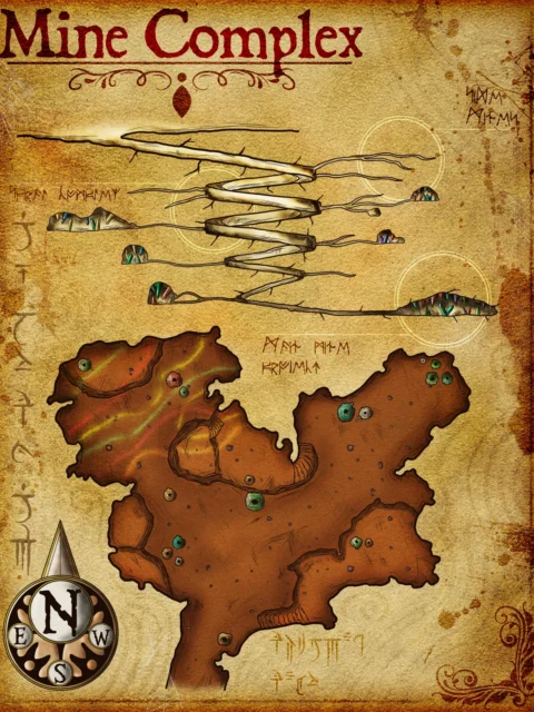 Alternative view of Mine Complex Fantasy Wall Art from Elven Tower Cartography