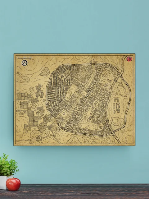 Moonspear Parchment No Labels Canvas Art Print from Elven Tower Cartography